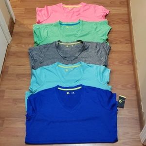 Set of 5 XL V-neck workout shirts